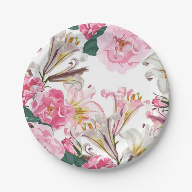 Flower pattern paper plates (Front)