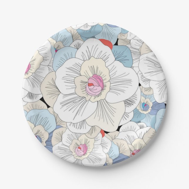 Flower pattern paper plates (Front)
