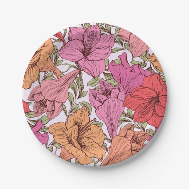 Flower pattern paper plates (Front)