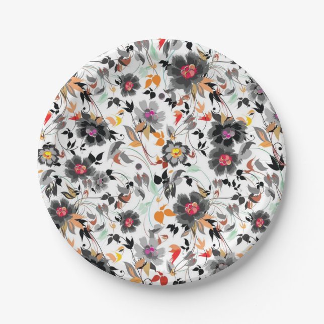Flower pattern paper plates (Front)