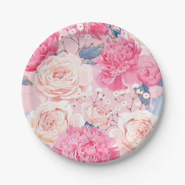 Flower pattern paper plates (Front)