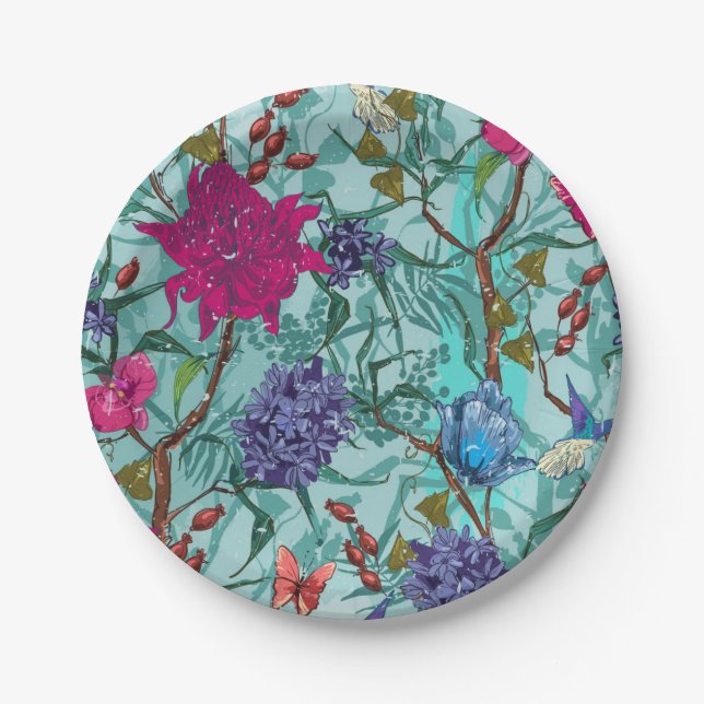 Flower pattern paper plates (Front)