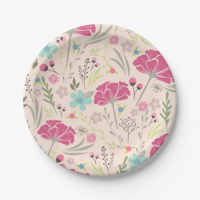 Flower pattern paper plates (Front)