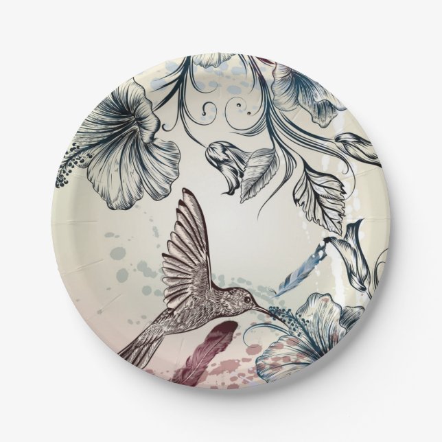 Flower pattern paper plates (Front)