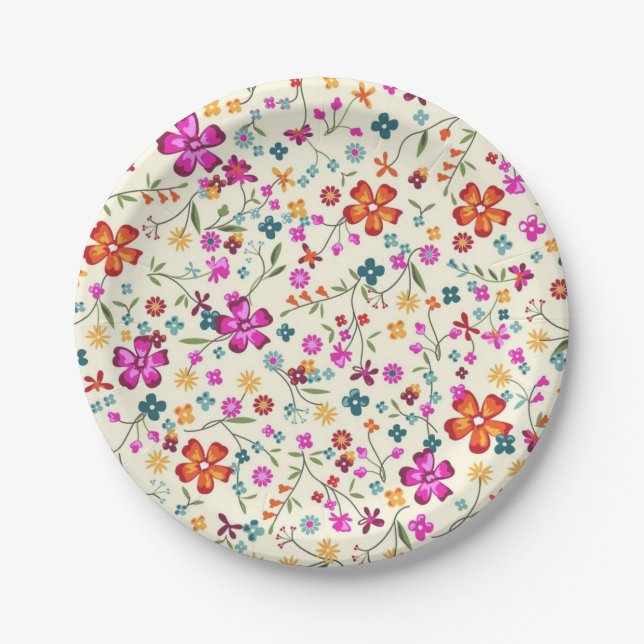 Flower pattern paper plates (Front)