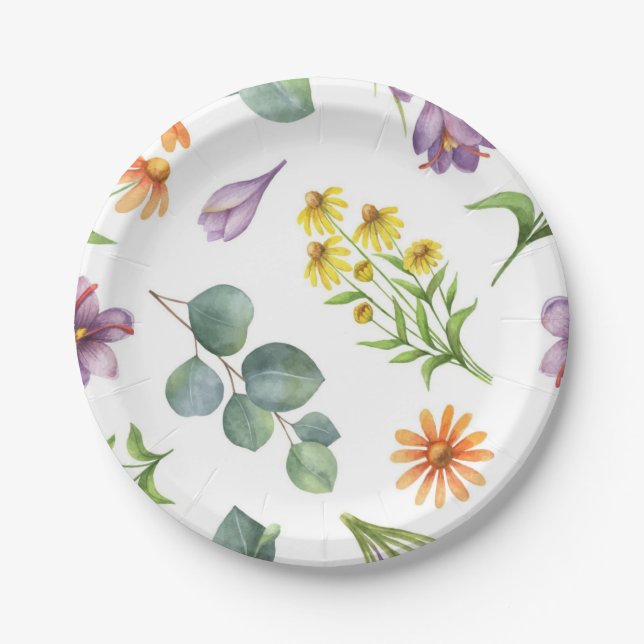 Flower pattern paper plates (Front)