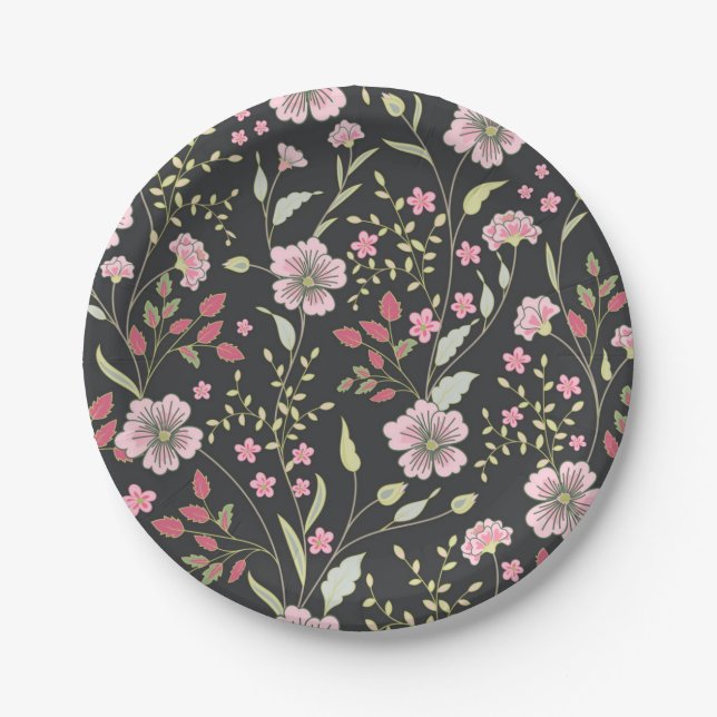 Flower pattern paper plates (Front)