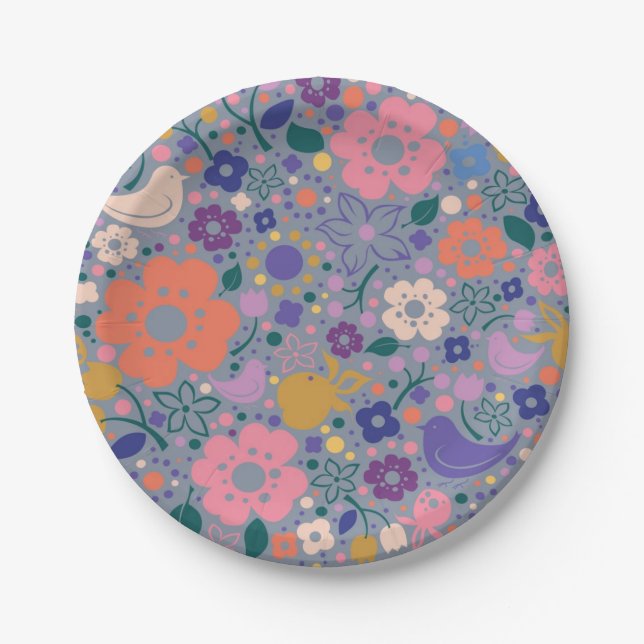 Flower pattern paper plates (Front)