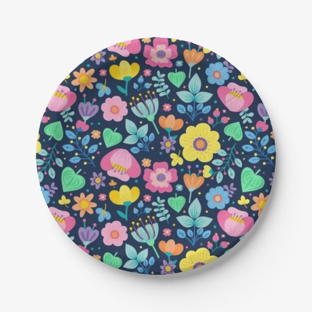 Flower pattern paper plates (Front)
