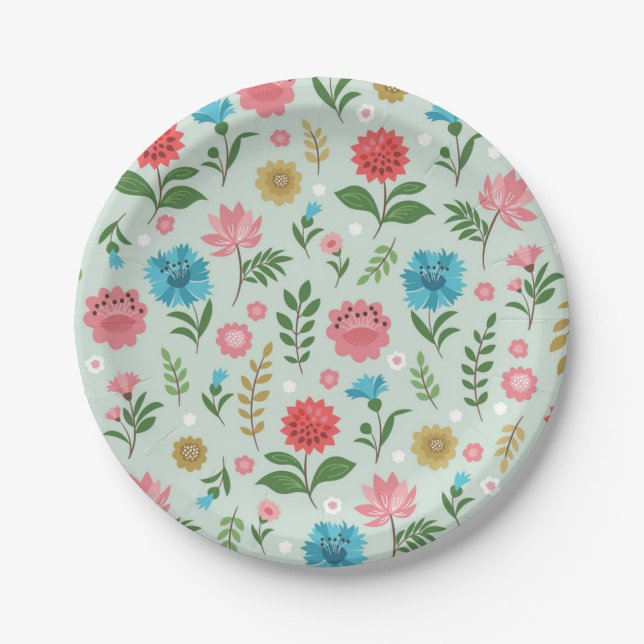 Flower pattern paper plates (Front)
