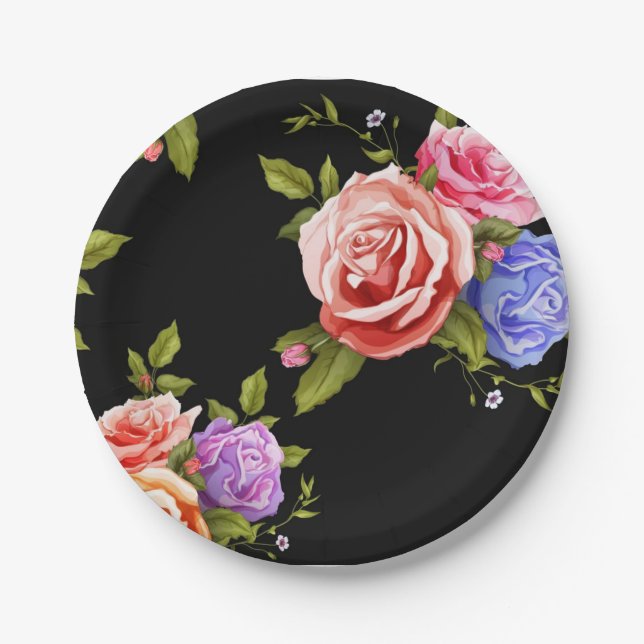 Flower pattern paper plates (Front)