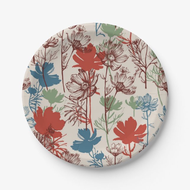 Flower pattern paper plates (Front)