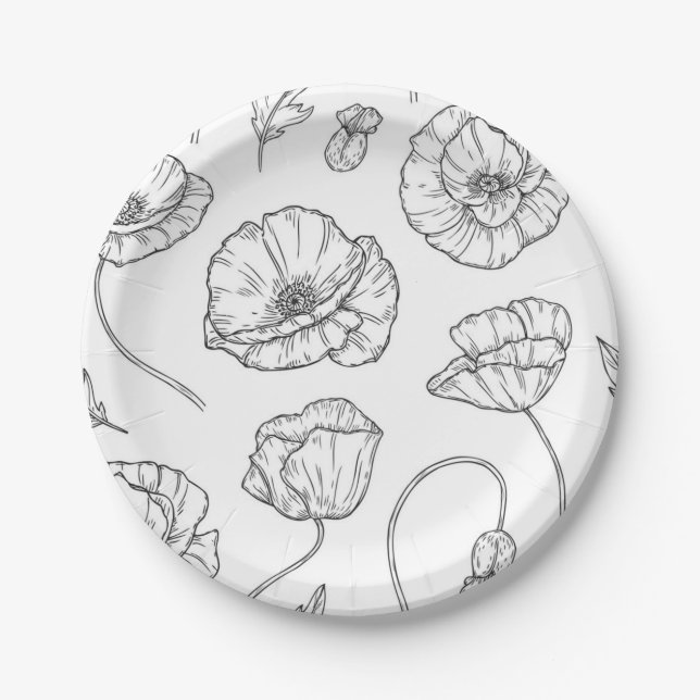 Flower pattern paper plates (Front)