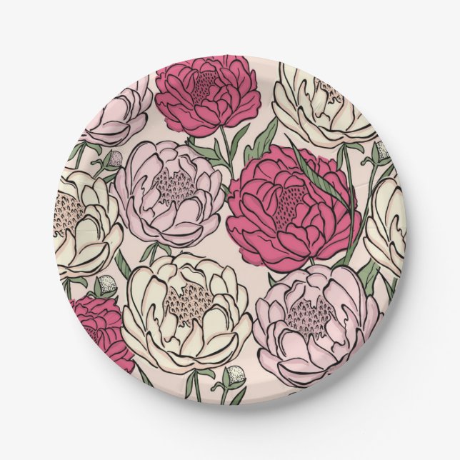 Flower pattern paper plates (Front)