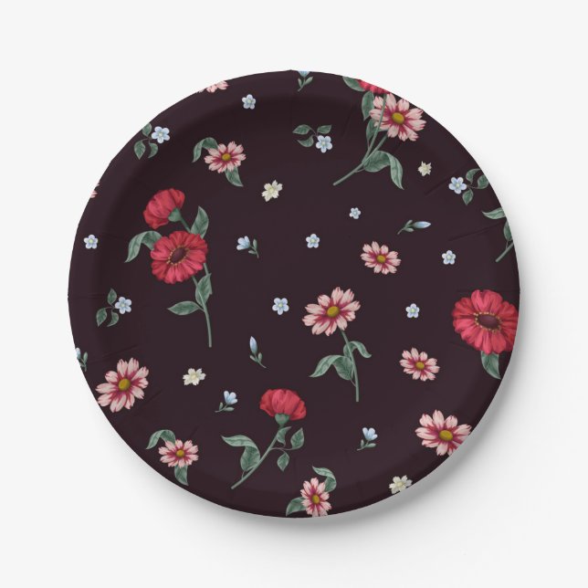 Flower pattern paper plates (Front)