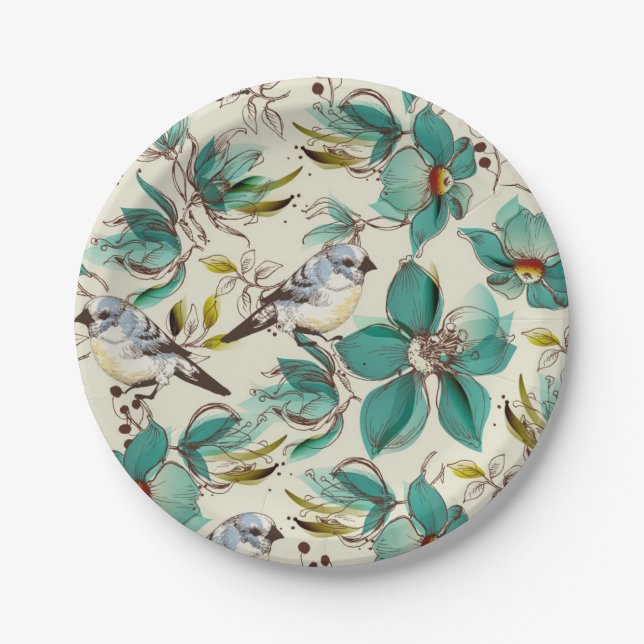Flower pattern paper plates (Front)