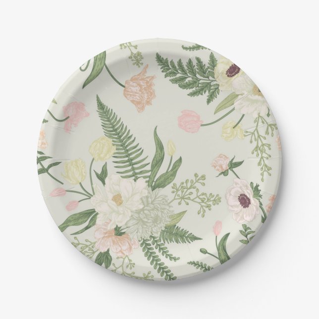 Flower pattern paper plates (Front)