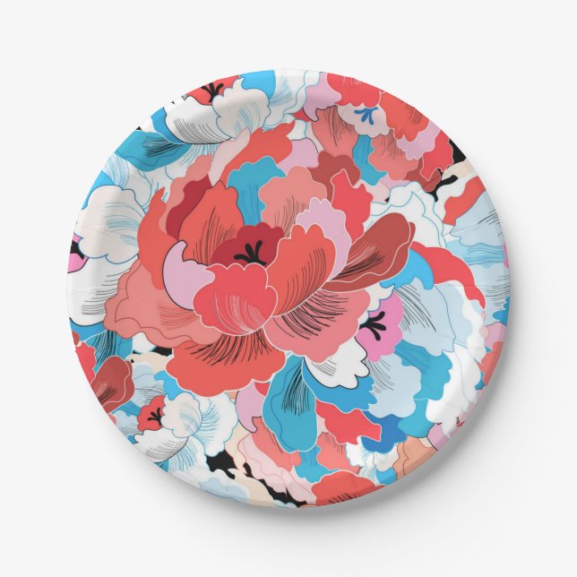 Flower pattern paper plates (Front)