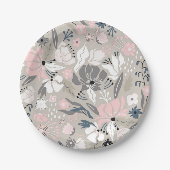 Flower pattern paper plates (Front)