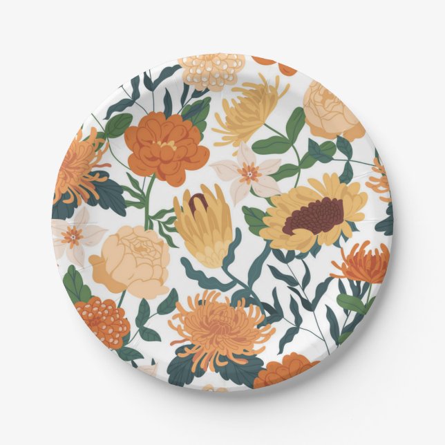 Flower pattern paper plates (Front)