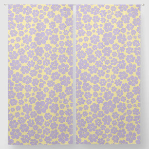 Flower Pattern - Pastel Yellow and Purple  Blackout Curtains