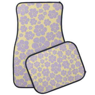 Flower Pattern - Pastel Yellow and Purple Car Floor Mat