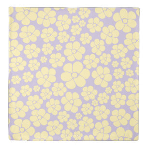 Flower Pattern - Pastel Yellow and Purple Duvet Cover