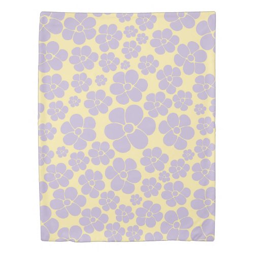 Flower Pattern _ Pastel Yellow and Purple Duvet Cover