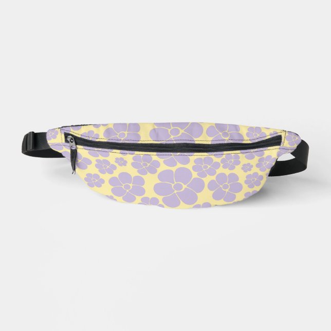 Flower Pattern - Pastel Yellow and Purple  Fanny Pack (Front)