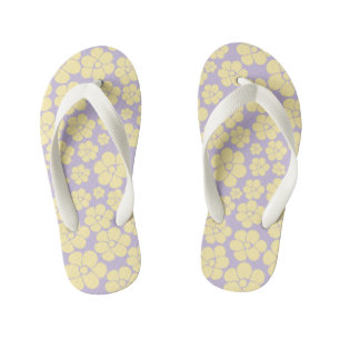 Flower Pattern - Pastel Yellow and Purple  Kid's Flip Flops