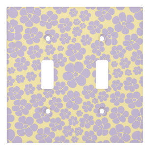 Flower Pattern - Pastel Yellow and Purple Light Switch Cover