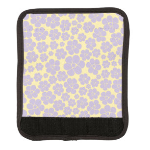 Flower Pattern - Pastel Yellow and Purple Luggage Handle Wrap