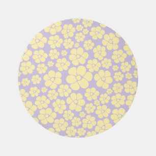 Flower Pattern - Pastel Yellow and Purple  Rug