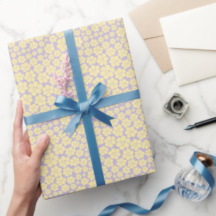Flower Pattern - Pastel Yellow and Purple Wrapping Paper