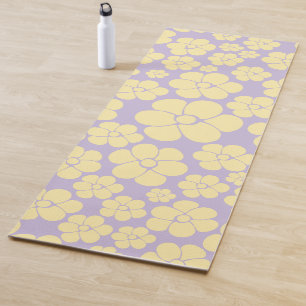 Flower Pattern - Pastel Yellow and Purple Yoga Mat