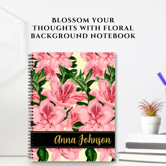 Flower Pattern Personalized Name Notebook (Creator Uploaded)