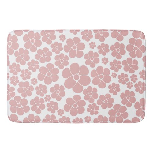 Flower Pattern _ Pink and White Bath Mat