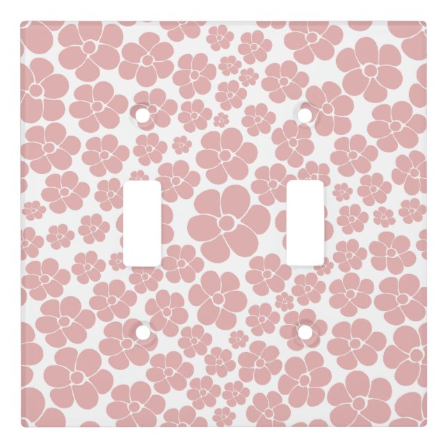Flower Pattern - Pink and White  Light Switch Cover (Front)