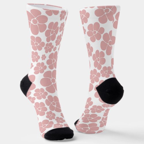 Flower Pattern _ Pink and White Socks