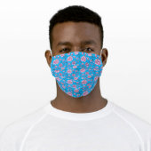 Flower pattern pink floral DIY blue sky background Adult Cloth Face Mask (Worn)