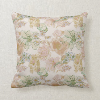 Flower Pattern Pink & Green Throw Pillow