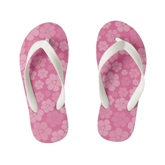Flower Pattern - Pink Kid's Flip Flops (Footbed)