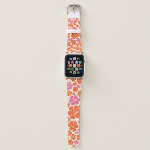 Flower Pattern _ Pink Orange and Cream Apple Watch Band