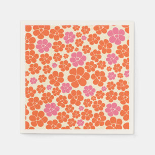 Flower Pattern - Pink, Orange and Cream Napkins