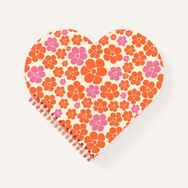 Flower Pattern - Pink, Orange and Cream Notebook (Front)