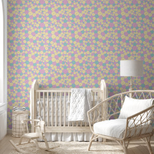 Flower Pattern - Pink, Yellow, Purple and Green Wallpaper