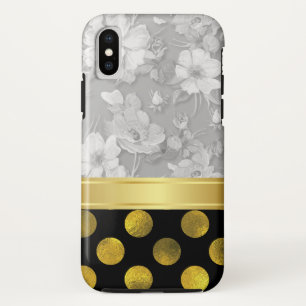 Flower Pattern Polka Dots Pattern iPhone X Case