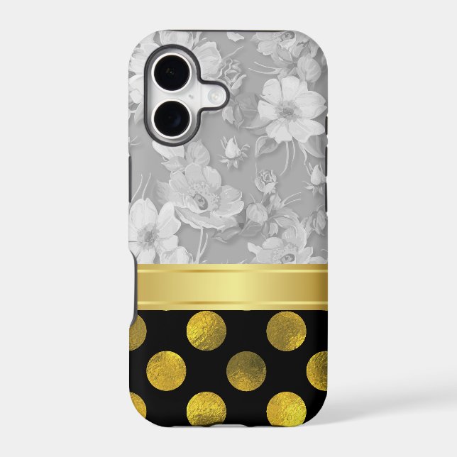 Flower Pattern Polka Dots Pattern Iphone Case (Back)