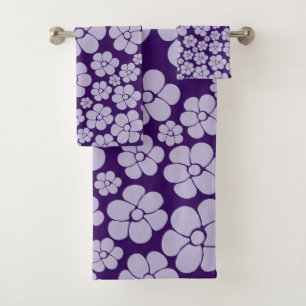 Flower Pattern - Purple Bath Towel Set