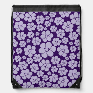 Flower Pattern - Purple Drawstring Bag